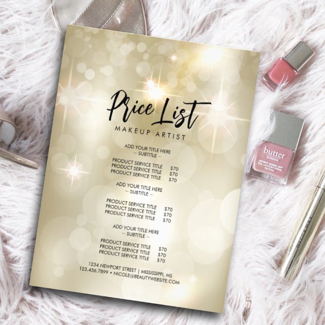Promoção de Venda de Panfleto Brilhante Com Faísca (#shinypricelist #zazzlemade #elegantopalpricelist #sparkle #light #bright #salepromotion #listofsale)