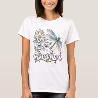 Promovido a Floral Libélula Avó Camiseta Feminina