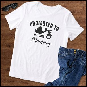 Promovido Para Mamãe 2026 Preto e Branco
