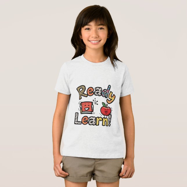 Pronto para aprender camiseta infantil (Frente Completa)