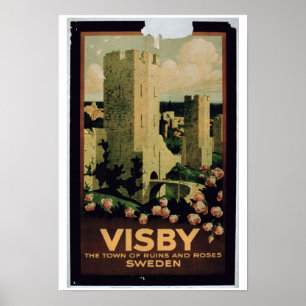 Propaganda de poster a cidade de Visby, suecia