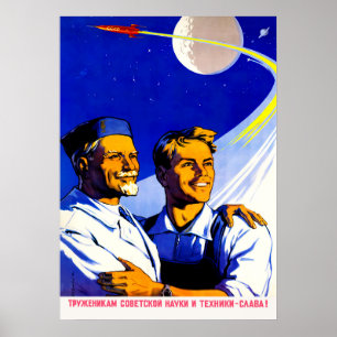 Propaganda espacial soviética poster