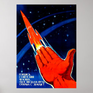 Propaganda espacial soviética poster