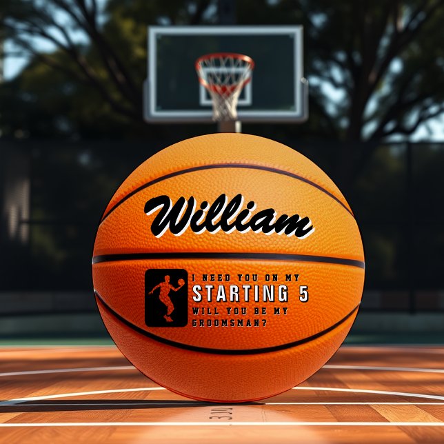 Proposta de Padrinho de Cinco Inicial de Basquete (Basketball Starting 5 Groomsman Proposal
)