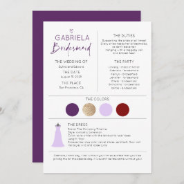 Proposta e informações da Purple Bridesmaid