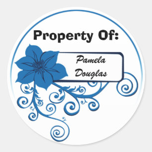 Propriedade da etiqueta (azul floral)