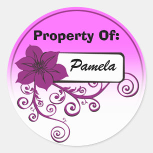 Propriedade da etiqueta (roxo floral & fundo)