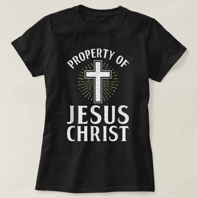 Propriedade de Jesus Cristo Deus Camisa Religiosa (Frente do Design)