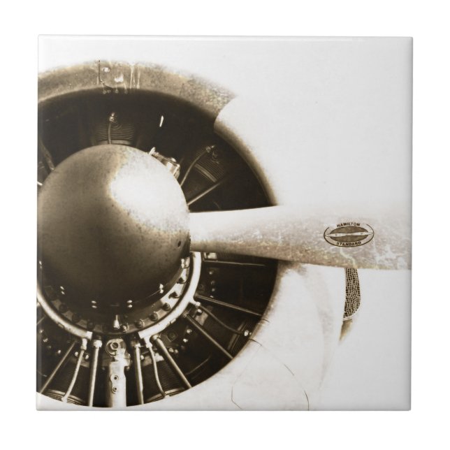 Propulsor de Avião Antiguo Azulejo Cerâmico (Frente)