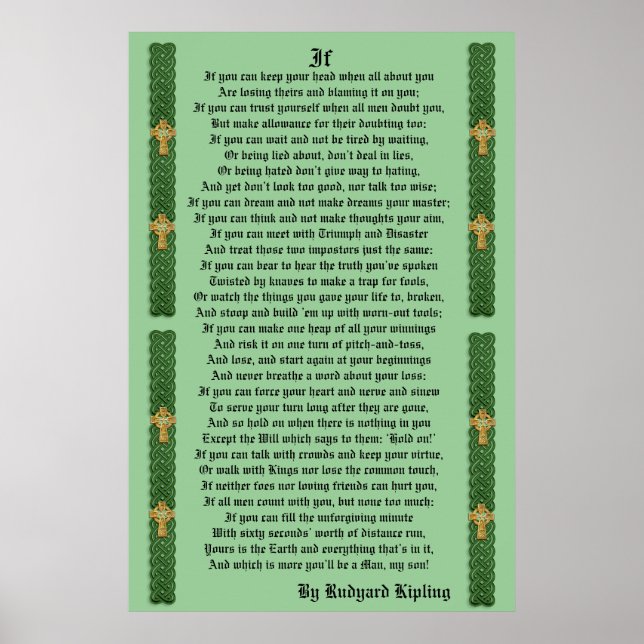 Prosa "IF" de Rudyard Kipling Poster (Frente)