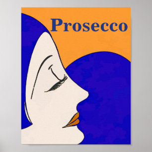 Prosecco, Abstrato, Poster de rosto da mulher