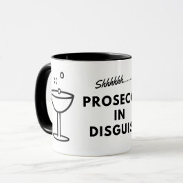 Prosecco na caneca de café do disfarce