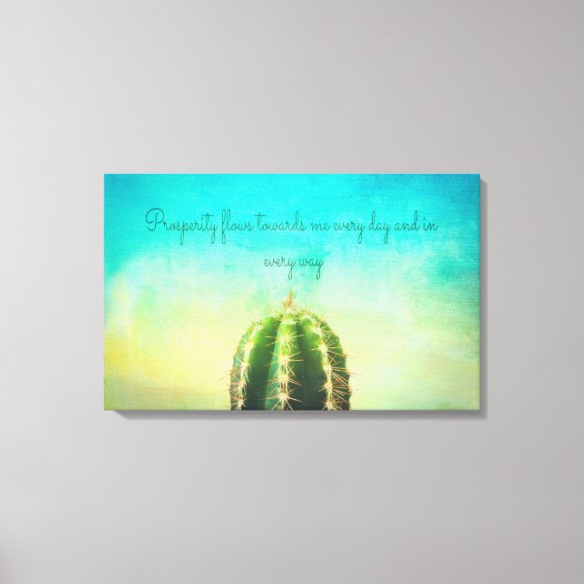 Prosperidade Mantra com Canvas de cactus minimalis (Frente)
