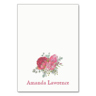 Protea Flores Aquarela Cartões Personalizados