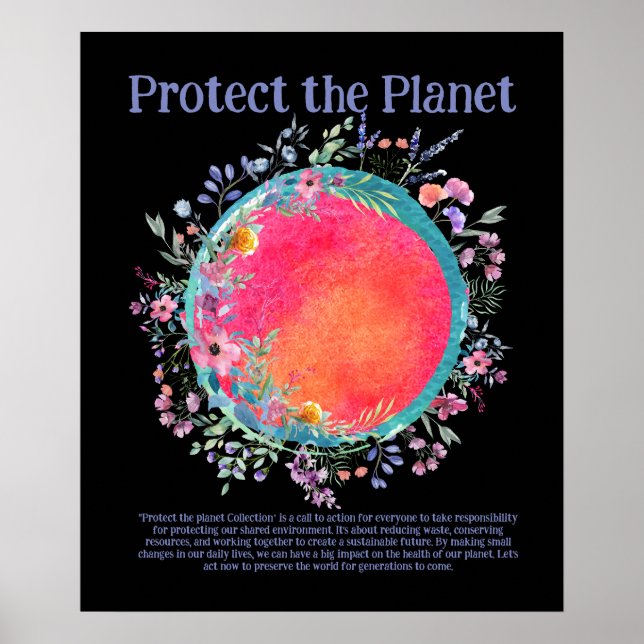 PROTECT THE PLANET SAVE EARTH Earth Day Art Poster (Frente)