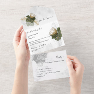 Proteína Flor Tudo em Um Convite de casamento