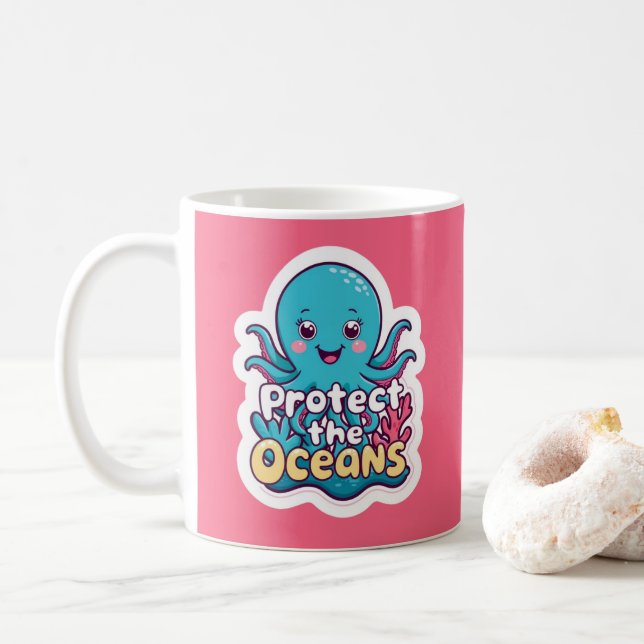 Proteja A Caneca De Octopus Oceanos (Com Donut)