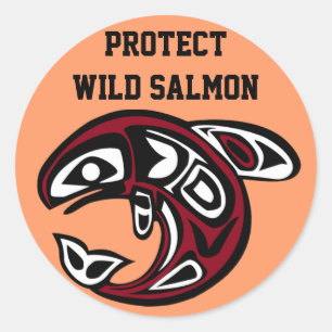 Proteja a etiqueta Salmon selvagem