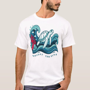Proteja a Tartaruga Marinha Azul Camiseta de Conse
