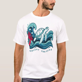Proteja a Tartaruga Marinha Azul Camiseta de Conse