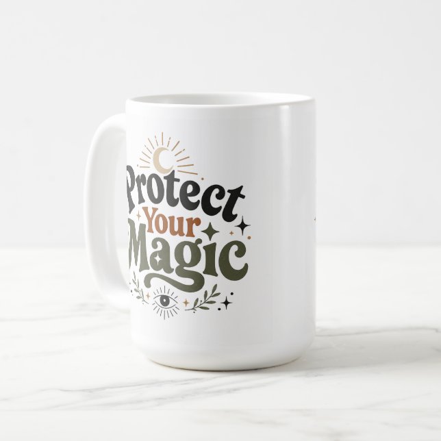 Proteja Seu Magia Caneca de Café Retro Boho (Frente Esquerda)