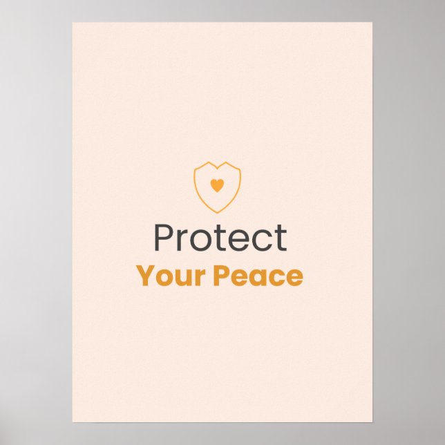 Proteja Sua Paz – Poster de Citação Minimalista (Frente)