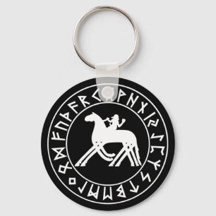Protetor de Sleipnir do chaveiro no preto