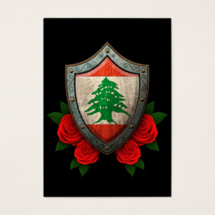 Protetor libanês gasto da bandeira com rosas