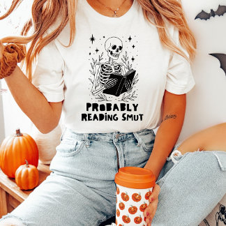 Provavelmente Lendo Camiseta Esqueleto Literário S