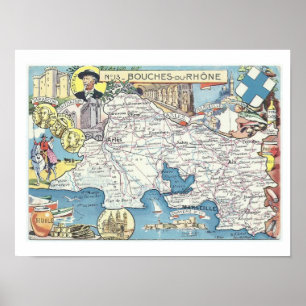 Proveniência França Vintage Map Impressão