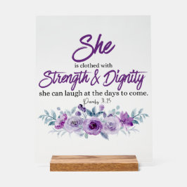 Provérbios 31:25 Força e Dignidade da Flor Roxo