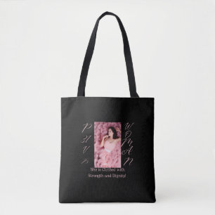 Provérbios 31 Tote Bag Rosa e Preto para Mulheres