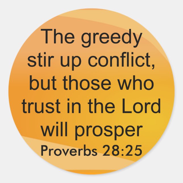 provérbios adesivos 28:25 (Frente)