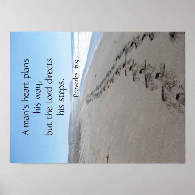 Proverbs 16:9 Poster de etapas abençoadas (Frente)