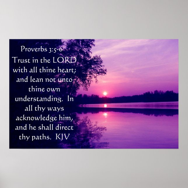 Proverbs 3:5-6 Poster do pôr do sol (Frente)