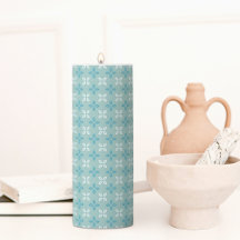Prussian Leaves Pattern Flower Pillar Candle