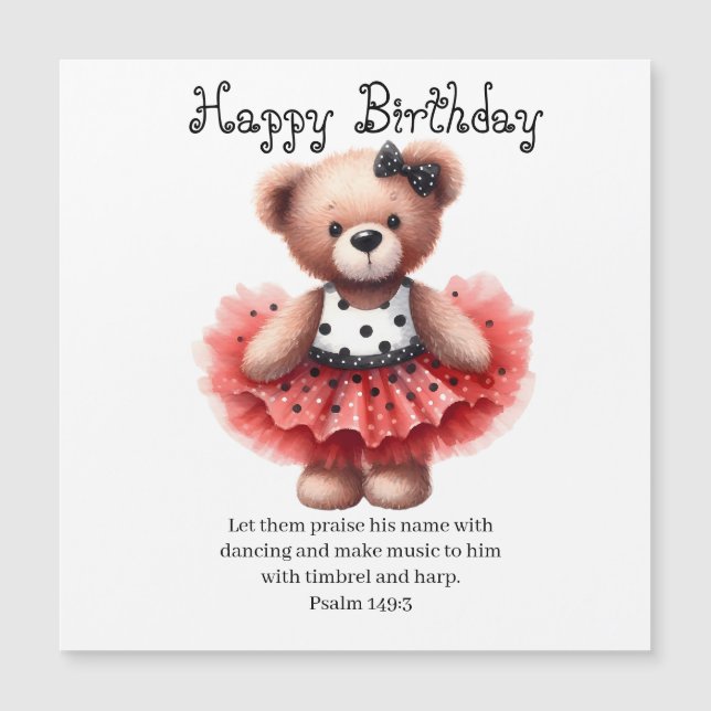 Psalm 149:3 Teddy Ballerina Birthday Greeting  (Frente)