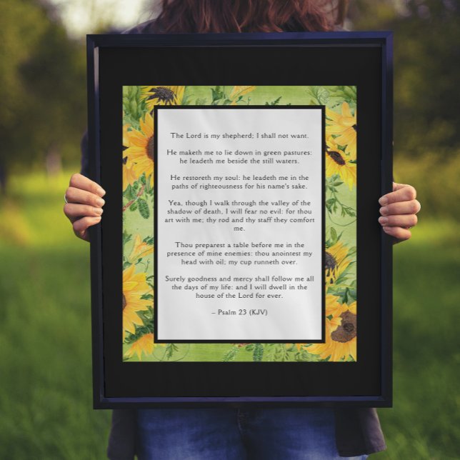 Psalm 23 Lord é o meu pastor KJV Sunflower Poster (Criador carregado)
