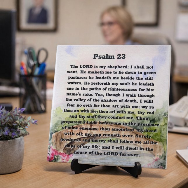 Psalm 23 Watercolor Bridge, flores rosa (Criador carregado)