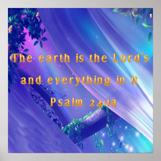 Psalm 24: 1a Bible Verse on Christian Poster (Frente)