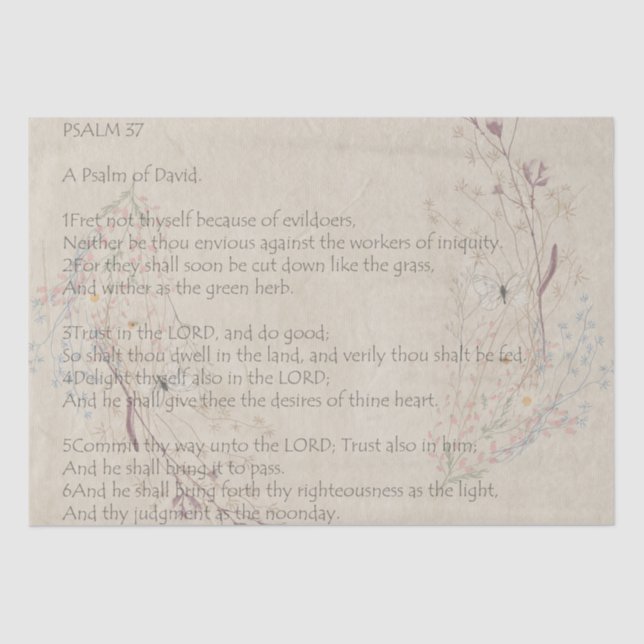 Psalm 37 Papel De Tecido De Flor Selvagem Inspirac (Frente )