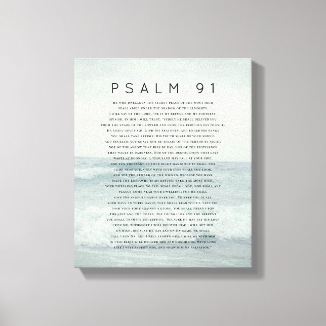 Psalm 91 Coastal Beach Waves Canvas Print (Frente)