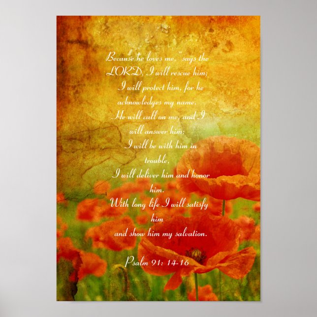Psalm 91 red poppies poster (Frente)