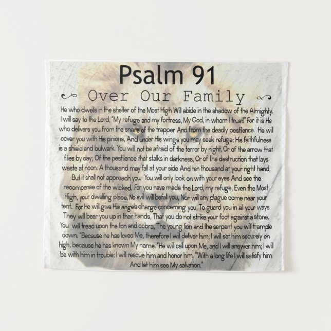 Psalm 91 Wall Tapeçaria (Frente (Horizontal))