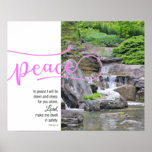 Psalm Fotográfico em Cascata 4:8 Poster de Paz