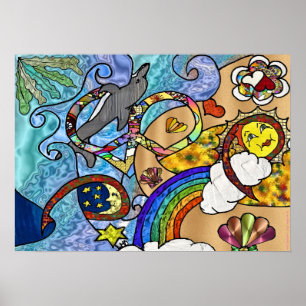 Psicodélica Retroativa Dos Anos 60 Na Poster de Im