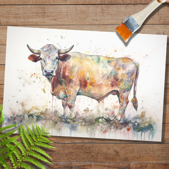 Psicodélico Cow 1 Papel de Decoupage (Criador carregado)