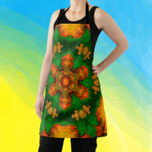 Psicodélico Mandala Flor Verde Laranja e Amarelo