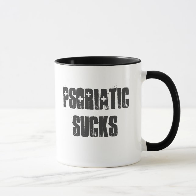 "Psoriático Sucks", caneca personalizável! (Direita)