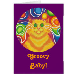 Psy-cat-delic em volta do cartão 'Groovy Baby!' ro